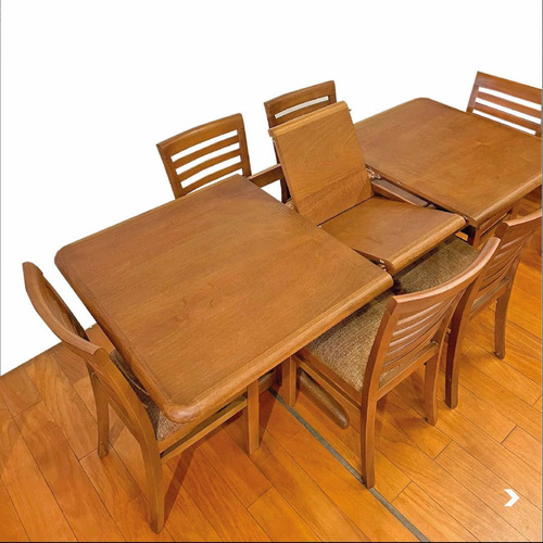 Imagen 4 de 7 de Juego De Comedor Con Mesa Extensible Madera Maciza, Sillas