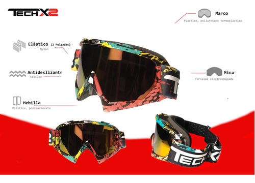 Goggles Techx2 Graficos Mica Tornasol Cg-11