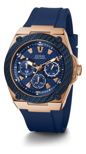 Guess Reloj Para Hombre Con Correa De Silicona Azul Original