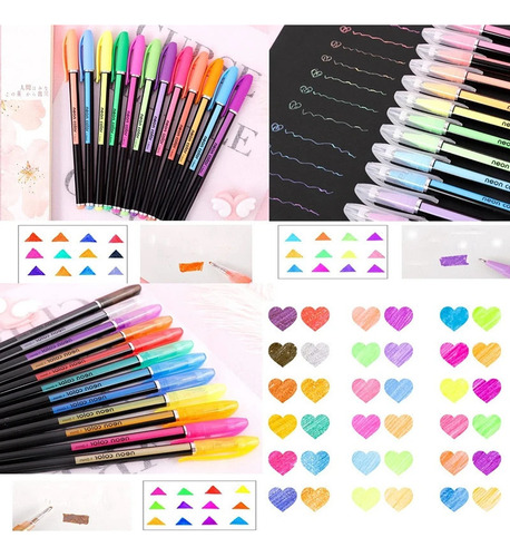 Kit 48 Caneta Cores Glitter Canetinha Escola