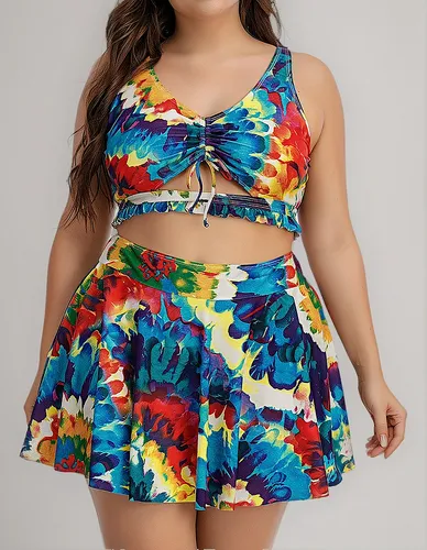 Traje De Baño I Para Mujer, Talla Grande, Con Estampado De C