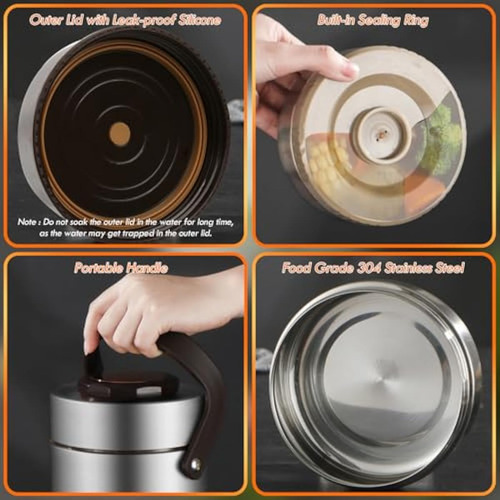 Termo Para Comida Caliente, Tarro Apilable De 3