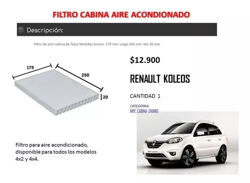 Renault Koleos Filtro aire acondicionado, habitáculo!!!! 