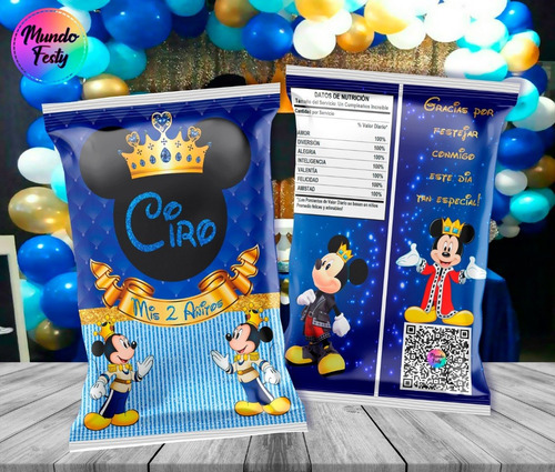 Bolsitas Chip Bag Mickey Mouse - Cotillón Personalizado X10