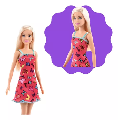 Boneca Barbie Fashion (Loira Vestido Roxo) - Mattel - Toyshow Tudo