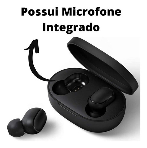 Fone Intra Auricular Bluetooth Preto Para Moto E7 / E7 Plus