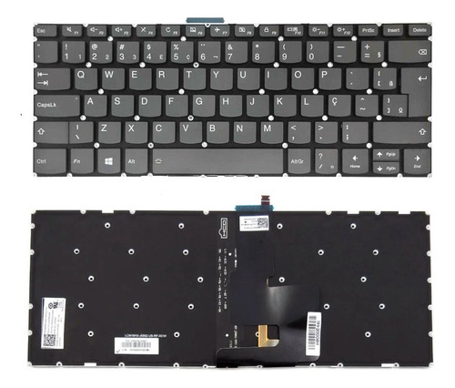 Teclado Iluminado Para Lenovo 2 In 1 Yoga 520-14ikb 80ym Br Cor Cinza Idioma Português Brasil