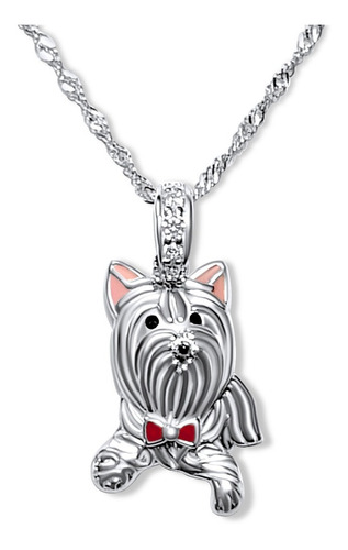 Collar Plata 925 Pequeño Yorkshire Terrier Mascota Perro