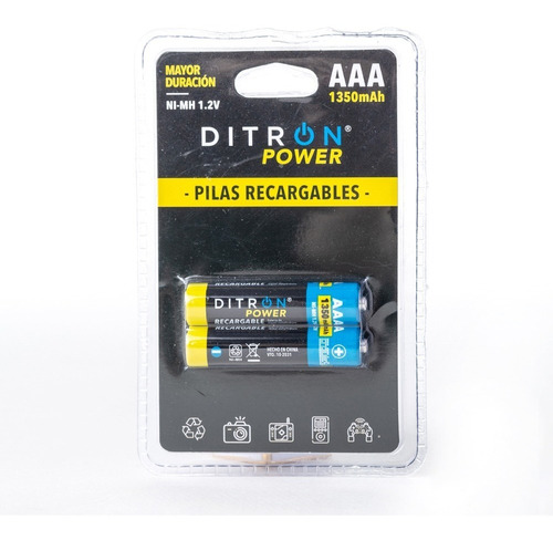 Pila Aaa Recargable Ditron Power 1.2 V 1350 Mah Pack De 2 