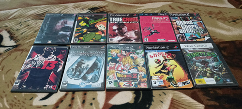 Lote 10 Cajas C/sus Respectivos Juegos De Play 2 P/revisar (Usado)