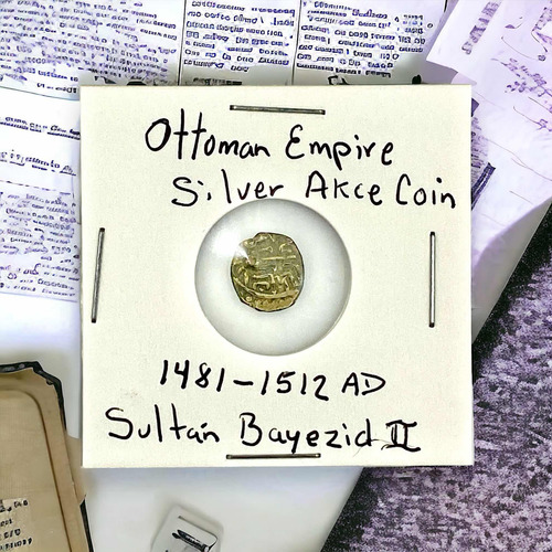 Antigua Moneda Plata Akce Del Imperio Otomano 1481-1512 D C (Usado)