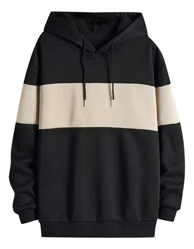 Sudadera Con Capucha N Color Block De Manga Larga Para Hombr