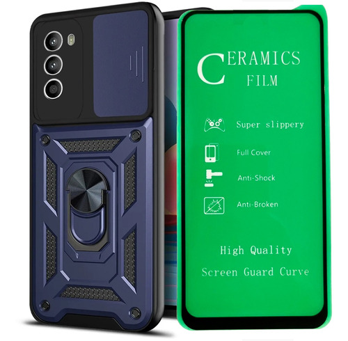 Funda Estuche Antichoque + Vidrio Ceramic Para Motorola G52