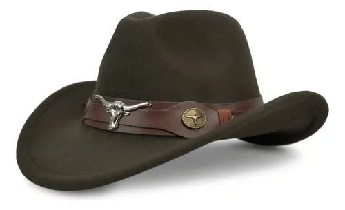 Chapéu Cowboy Vaqueiro Feltro Estilo Ocidental Clássico