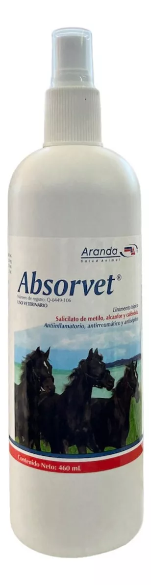 Primera imagen para búsqueda de absorvet 460 ml linimento para caballo no es medicamento