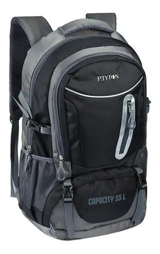 Mochila Mochilero Camping Peyton 55 Lts Notebook Reforzada Color Negro