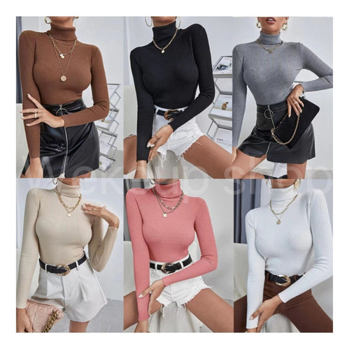 Pack 3 Sweater Beatle Cuello Alto Doble Lanilla