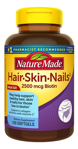 Nature Made Cabello Piel Uñas 2500mcg Biotina 120 Cápsulas