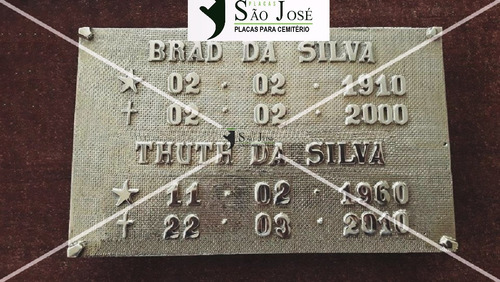 Placa De Túmulo Com 2 Nomes Em Bronze Ou Cemitério
