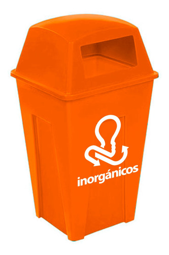 Bote De Basura 250 Litros Color Naranja Reciclar Inorganico 