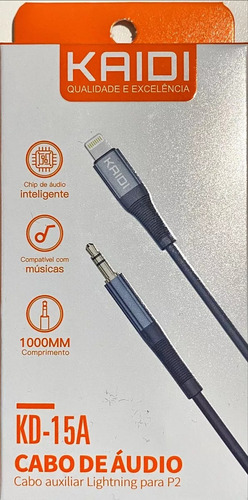Cabo Auxiliar Áudio Compatível Lightning Para P2 Ios Kd-15a