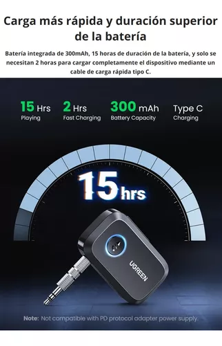 UGREEN Receptor Bluetooth 5.3, Adaptador Bluetooth Aux para Coche