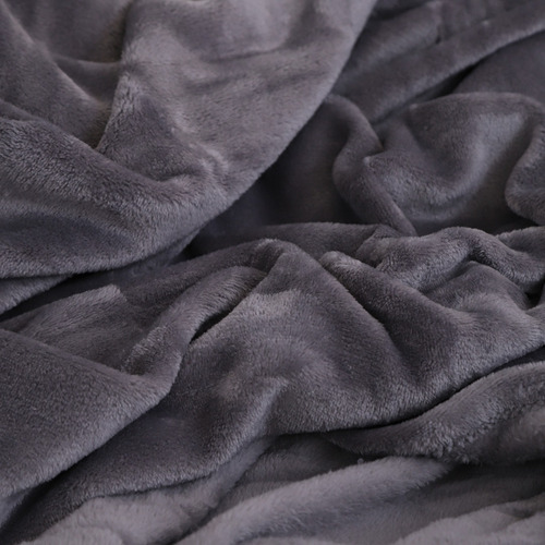 Frazada Flannel De Piel Queen Size Classic Super Suave Liso Gris Oscuro