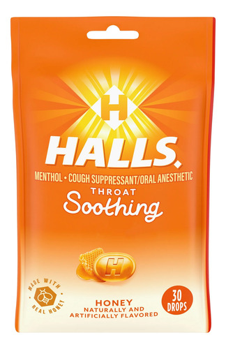 Halls Soothes & Relieves Sabor Miel 30 Pzs Importadas