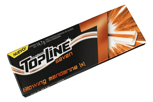 Chicles Top Line Seven Sabor Mandarina Caja X 16 Unidades