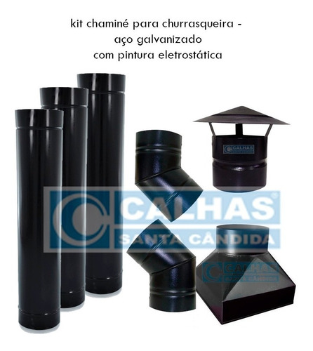 Kit Chaminé Churrasqueira Pre Com Curvas, Adaptador, Canos