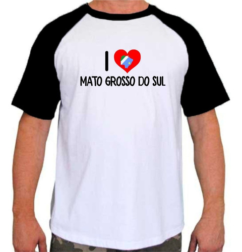 Camiseta Raglan Estampa Estado I Love Mato Grosso Do Sul 22