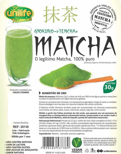 Matcha Legítimo Premium 100% Puro Original Chá Em Pó