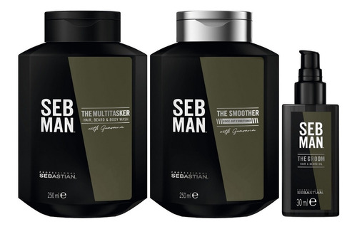  Shampoo + Conditioner + Aceite Para Barba Sebastian Seb Man