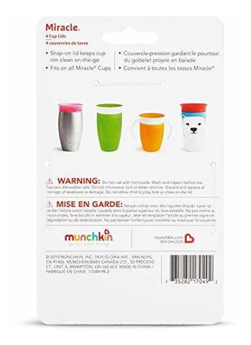 Tapas Munchkin Miracle 360 Para Vasos, 4 Unidades, Los Color