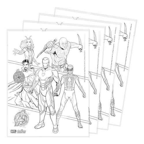 Avengers Serie Animada, Hoja Para Colorear, Kit De 4 Bolsas