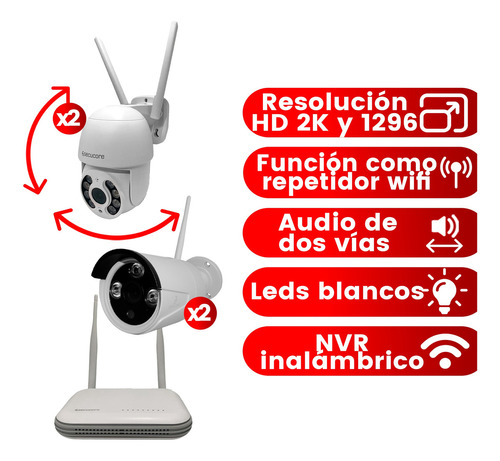 Kit 4 Camaras Seguridad Vigilancia Inalambrico Wifi Exterior