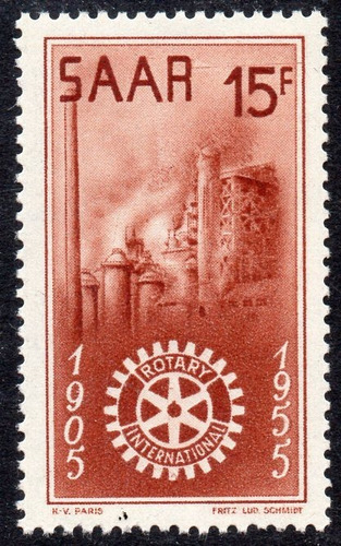 Saar = Sarre Sello Mint 50° Aniv. Rotary Internacional 1955 