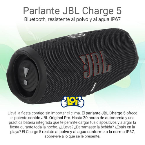 Imagen 7 de 10 de Parlante Jbl Charge 5 Bluetooth Resistencia Ip67 Loi