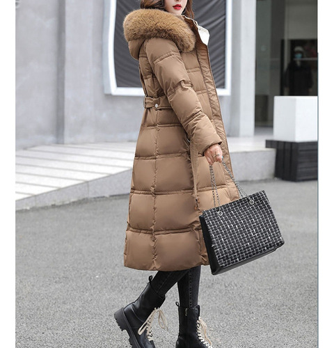 Parka Larga Para Mujer, Chamarra De Algodón Con Cinturón Y