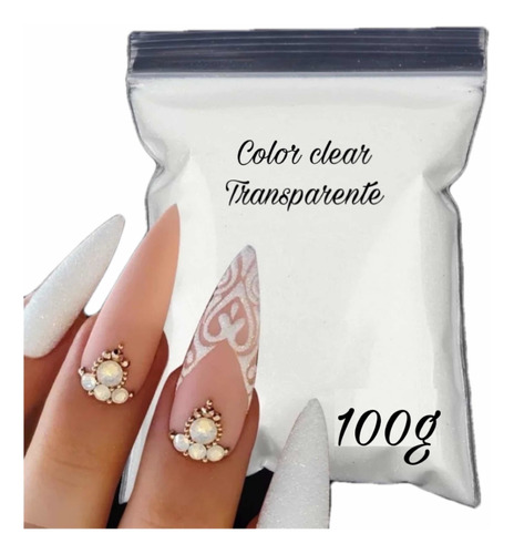 Polvo Acrilico Suelto Uñas Encapsulado Transparente 100g