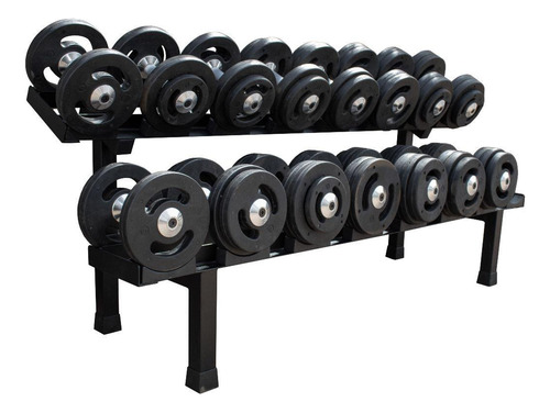 Kit Dumbbells Injetados 12 A 30kg C/sup E Anilhas Injetadas Preto