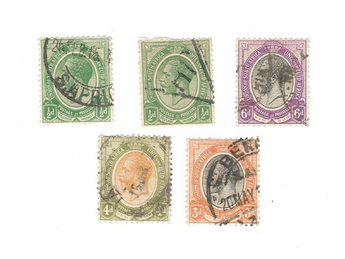 Lt1252. Lote De 5 Estampillas De La Union Sudafricana, 1913