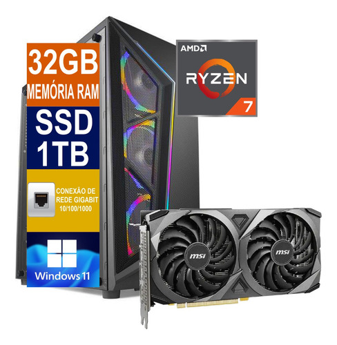 Pc Gamer Ryzen 7 5700x Ssd 1tb 32gb Ddr4 Rtx 3060 12gb B550m