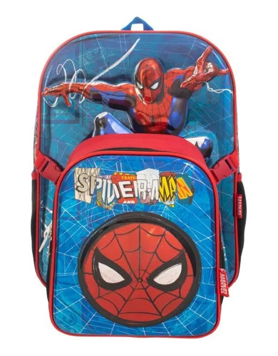 Set Mochila Y Lonchera Escolar Ruz Spider-man 3d Marvel Primaria