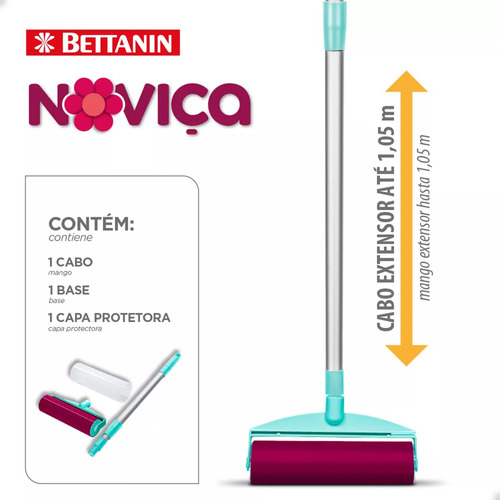 Rolo Mop Tira Pelos Reutilizável C/ Cabo Extensível Bettanin Cor Sortida