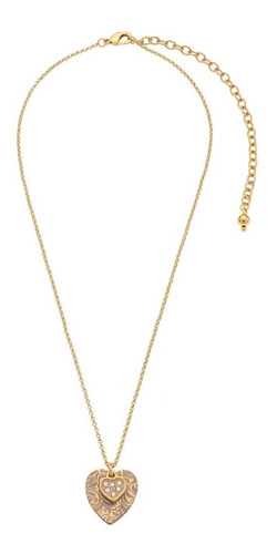 Collar Con Doble Corazon En Baño De Oro Y Cristales Nice
