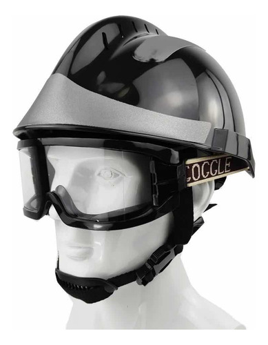 Casco De Protección Modelo F2 Negro Con Reflejante Gris