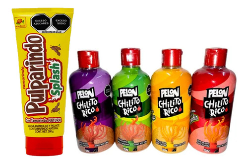 Pulparindo Splash Tamarindo + 4 Pzs Pelon Polvo Chilito Rico