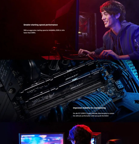 Memória Ram Pc Kingston Fury Ddr5 16gb 6000mhz Kf560c36bbe2