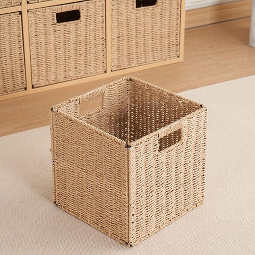 Cesta Tejida Para Almacenamiento, Cubo De Mimbre 25x25x25cm
